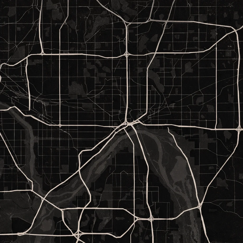Map showing Bison Exteriors service area around St. Paul, Minneapolis, Maplewood, Woodbury, Eagan, Roseville, Inver Grove Heights, and Cottage Grove